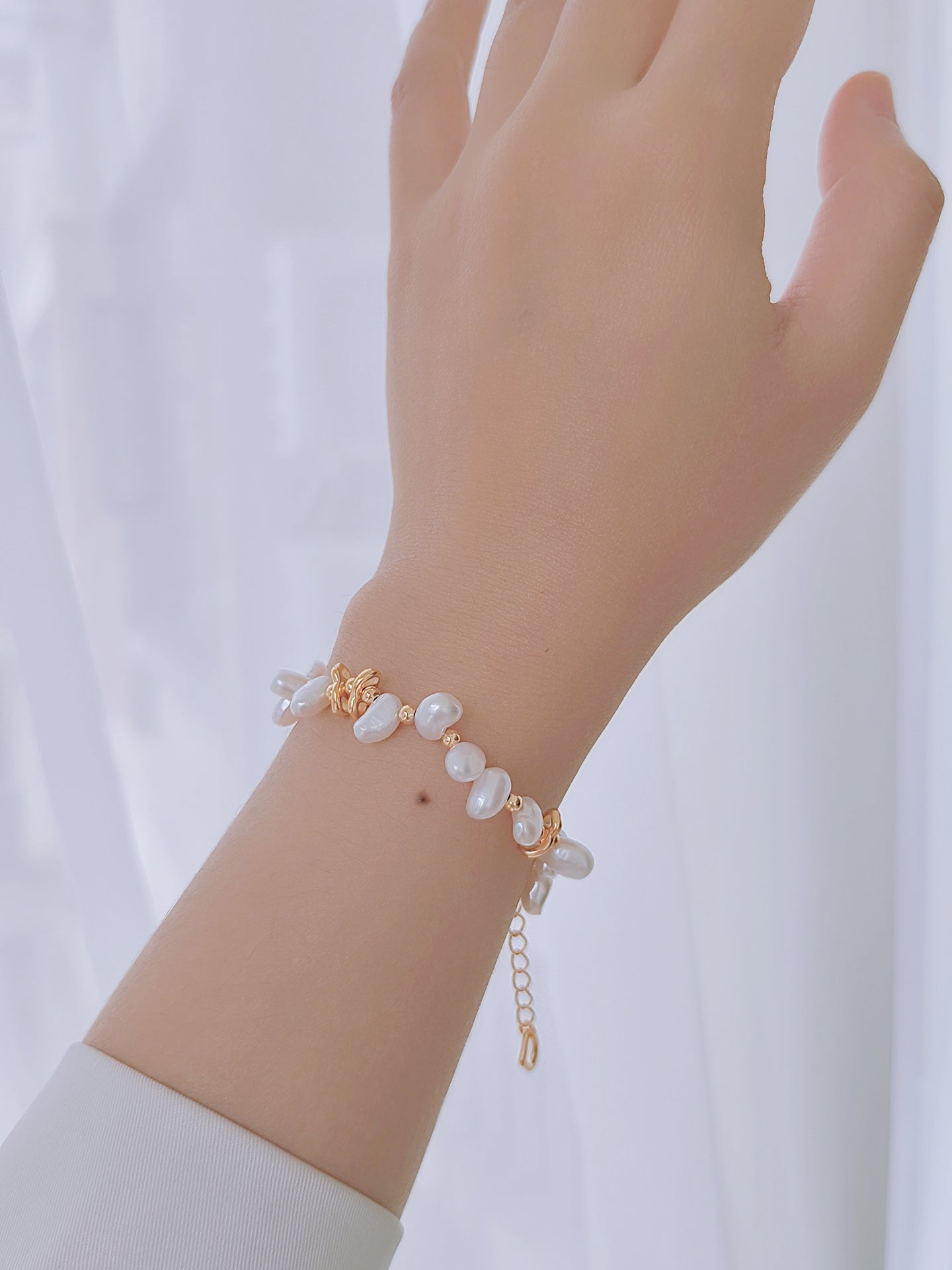 Elegant Chaos — Natural Baroque Pearl Sterling Silver Bracelet