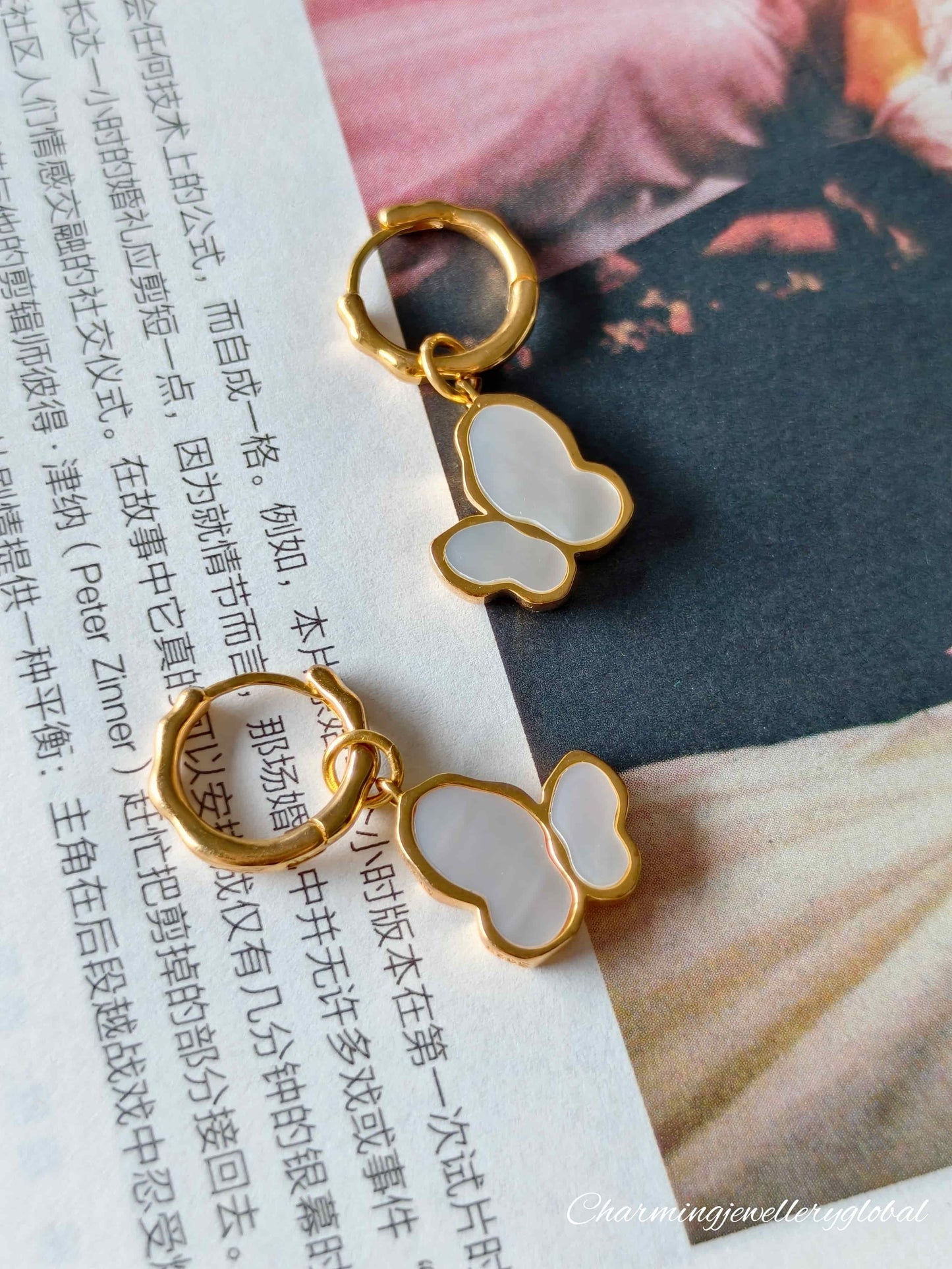 Elegant S925 Silver Butterfly Earrings with Natural Mother of Pearl – Minimalist & Lightweight