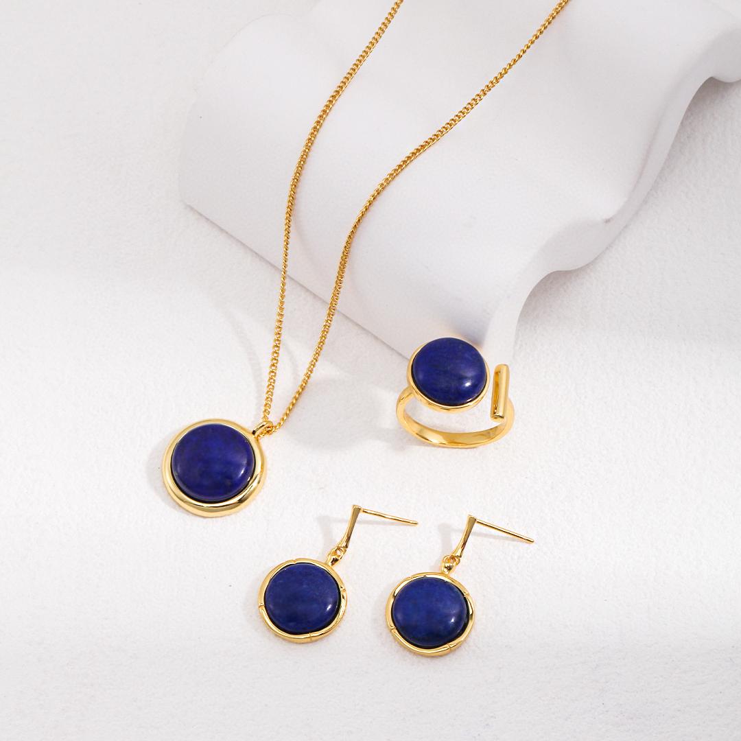 Radiant Lapis Lazuli Jewelry Set – Necklace, Earrings & Ring | S925 Silver