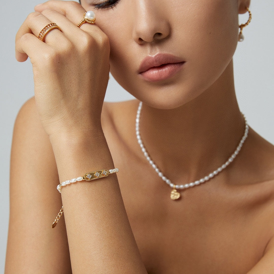 Timeless Elegant S925 Silver Pearl & Zircon Bracelet