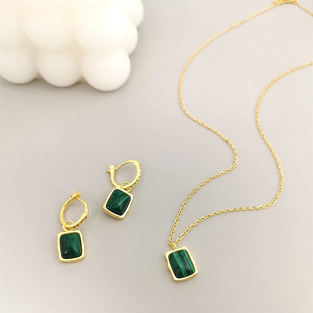 Pure Silver Malachite Pendant Necklace
