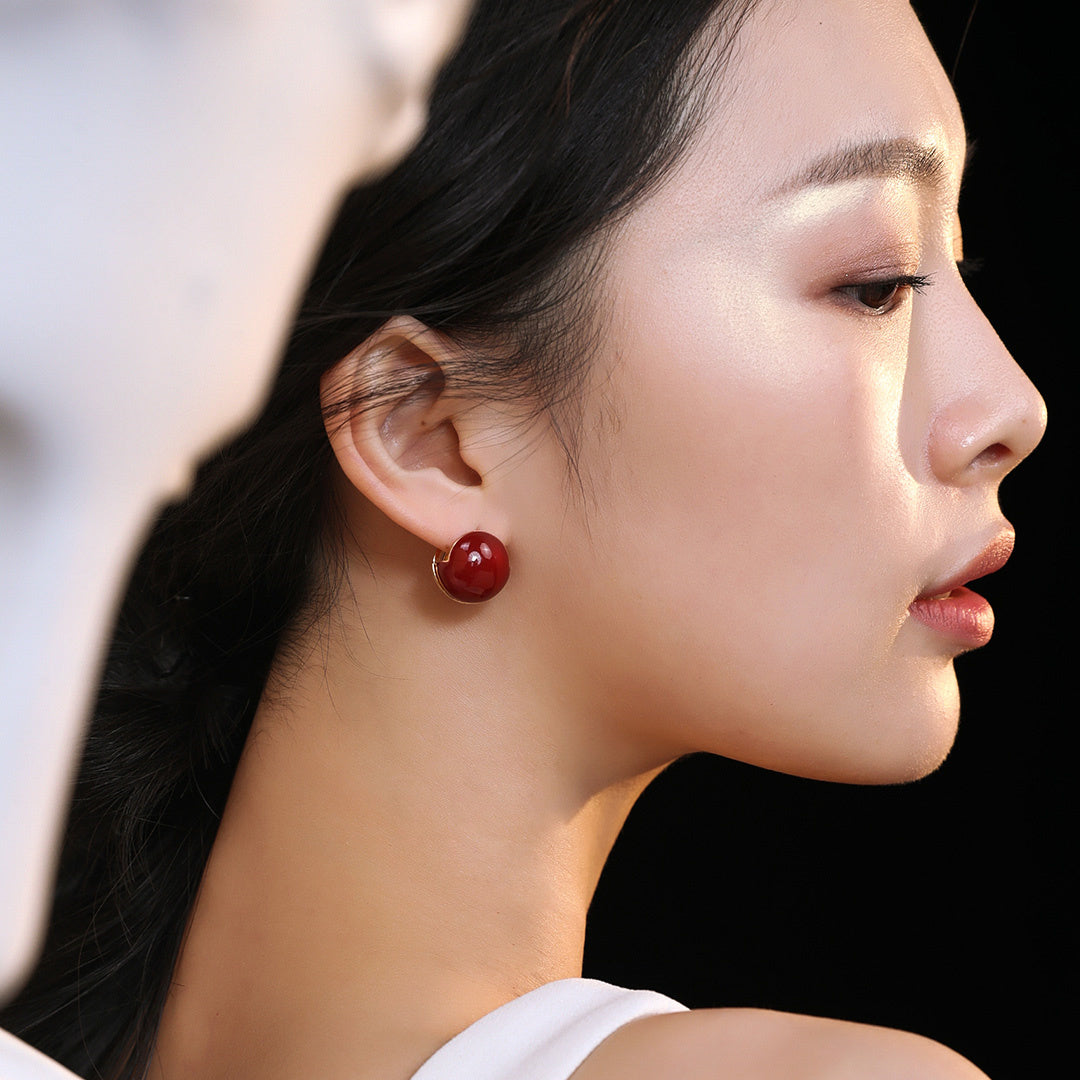 Personalized Franc Drip Glaze Red Earrings