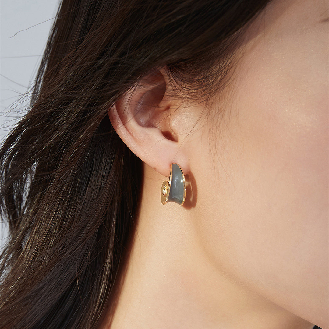 Vintage Sterling Silver Drip Enamel Earrings