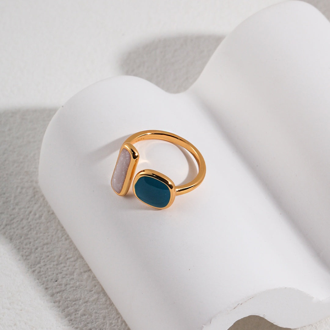 Morandi Enamel Sterling Silver Ring