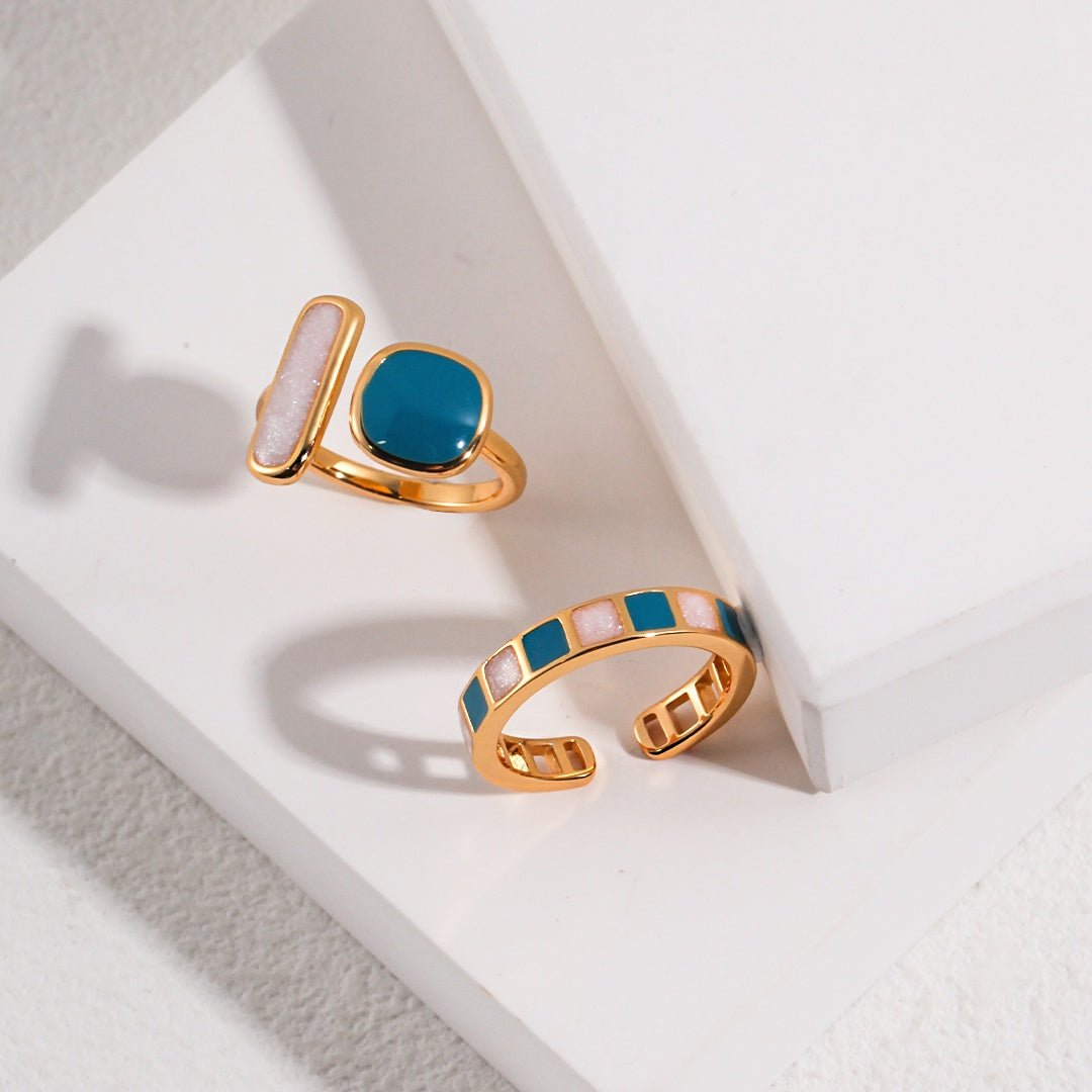 Morandi Enamel Sterling Silver Ring
