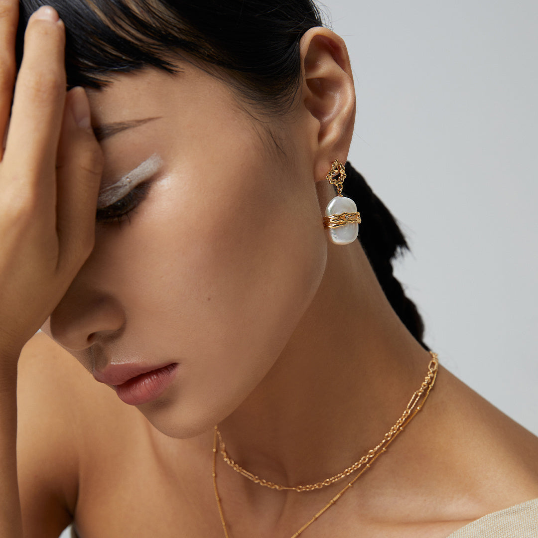 Vintage Baroque Pearl Earrings