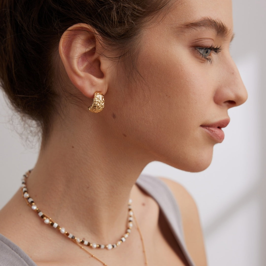 Minimalist Textured Sterling Silver Earrings