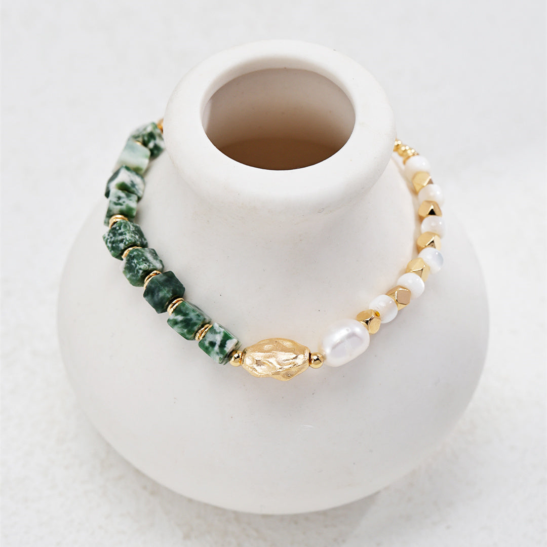 Pulsera de perlas de jade cuadradas verdes