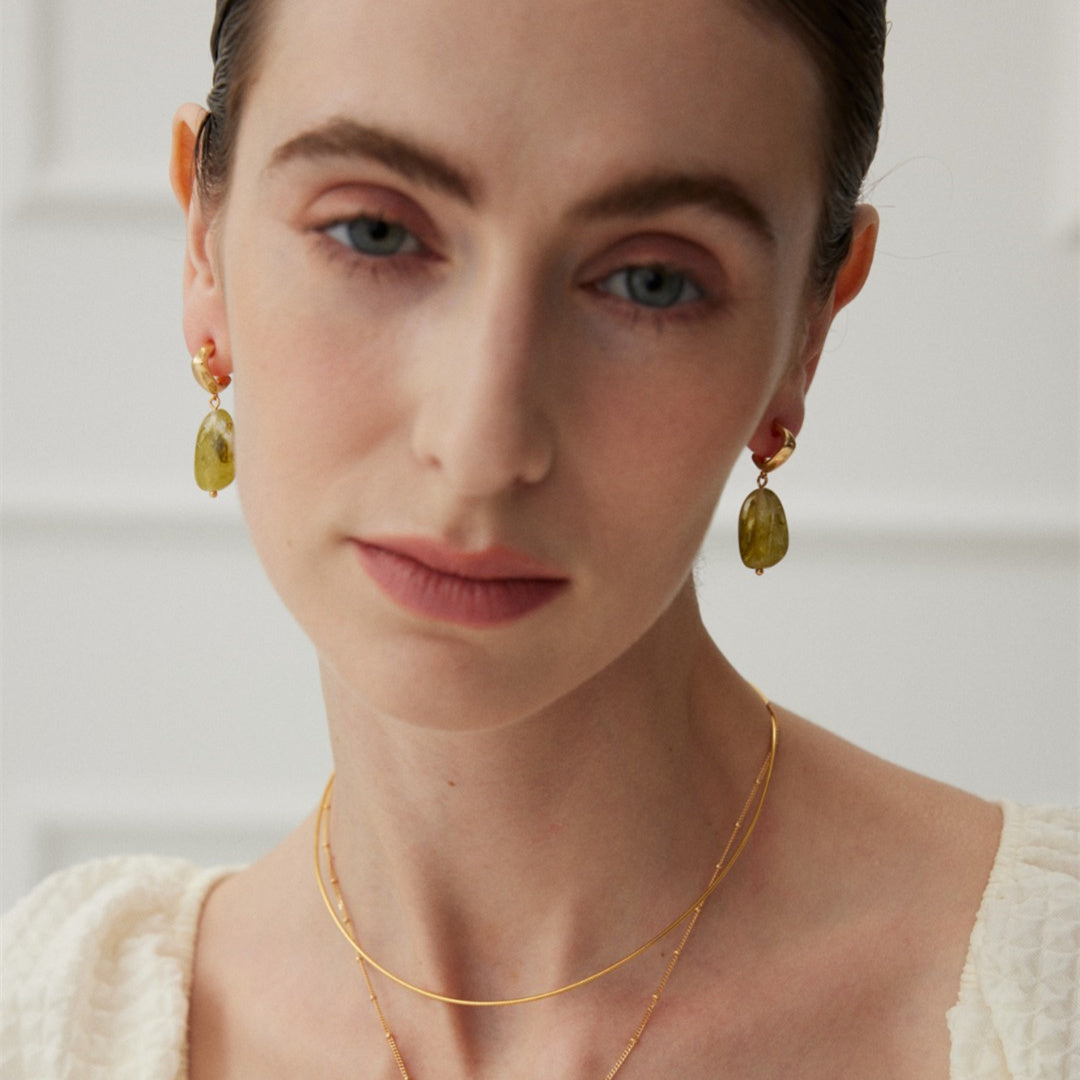 Sterling Silver Modern Green Resin Earrings
