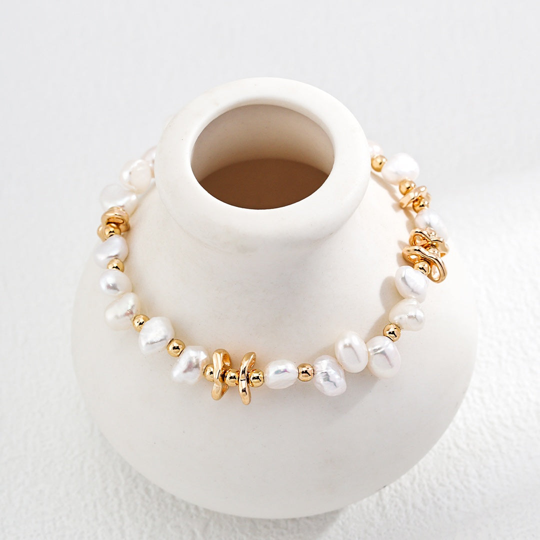 Elegant Chaos — Natural Baroque Pearl Sterling Silver Bracelet