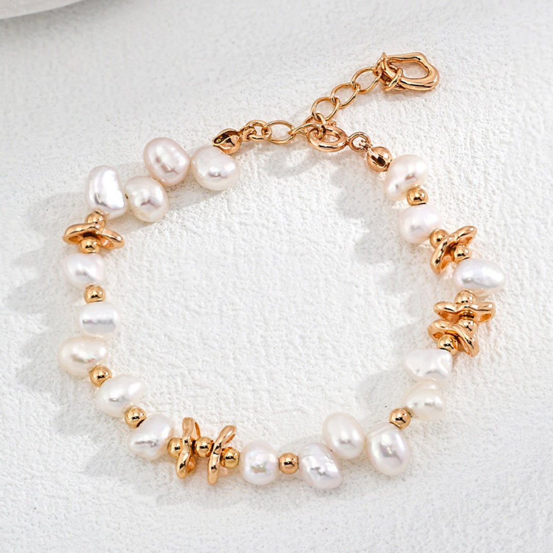 Elegant Chaos — Natural Baroque Pearl Sterling Silver Bracelet