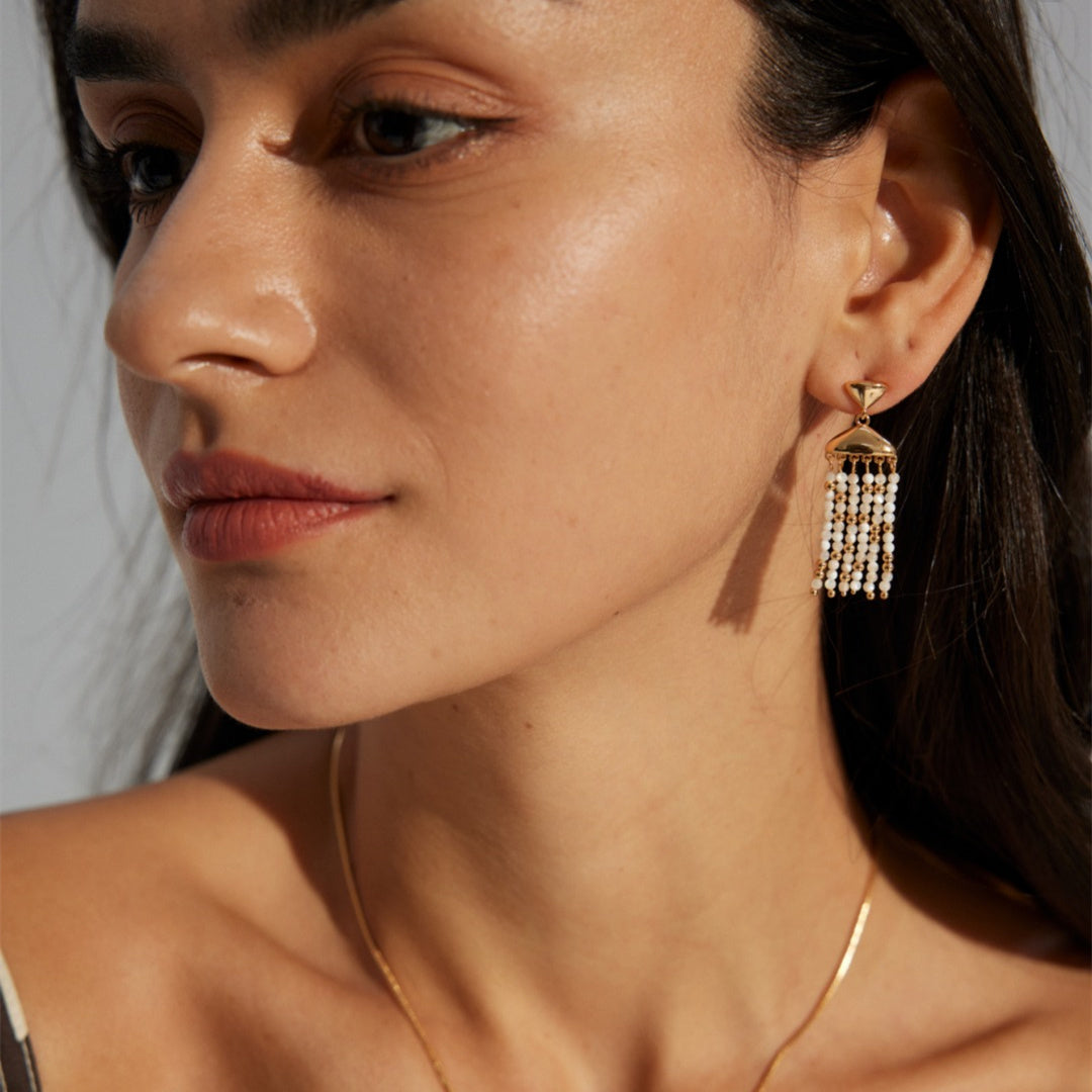 Silver Shell Tassel Earrings