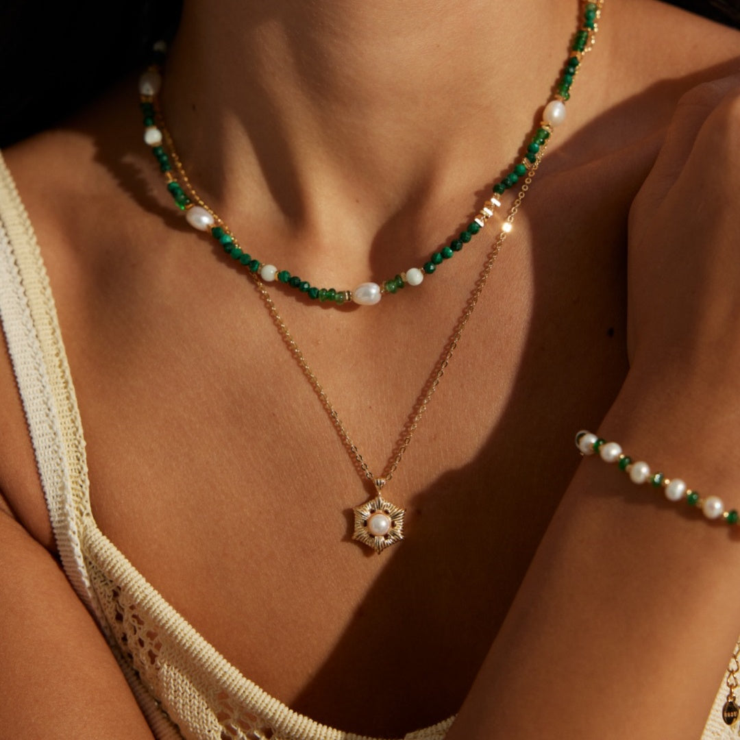 S925 Silver Sunburst Pearl Necklace