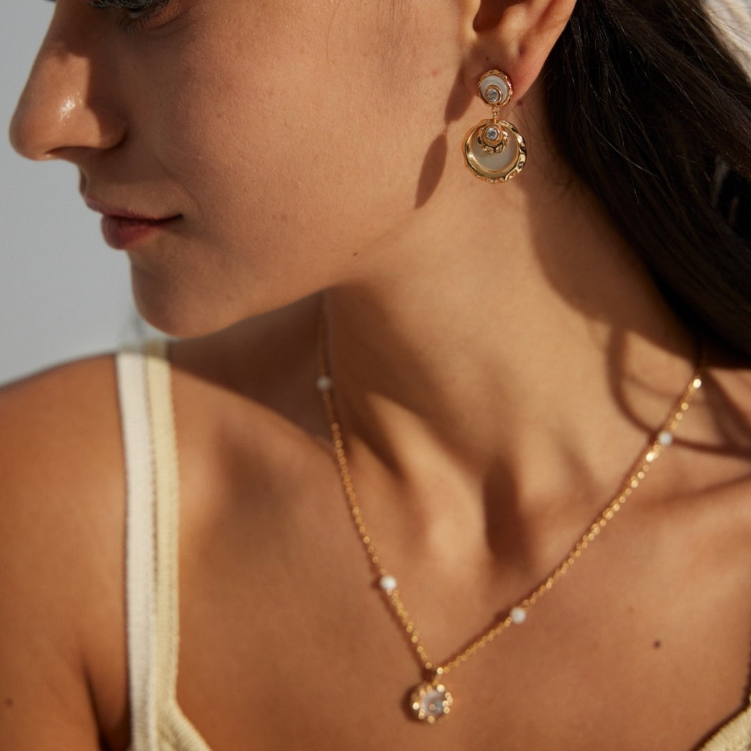 Sterling Silver Crescent Pearl Earrings
