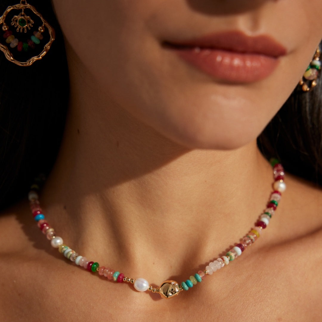925 Sterling Silver Dopamine Beads Pearl Necklace
