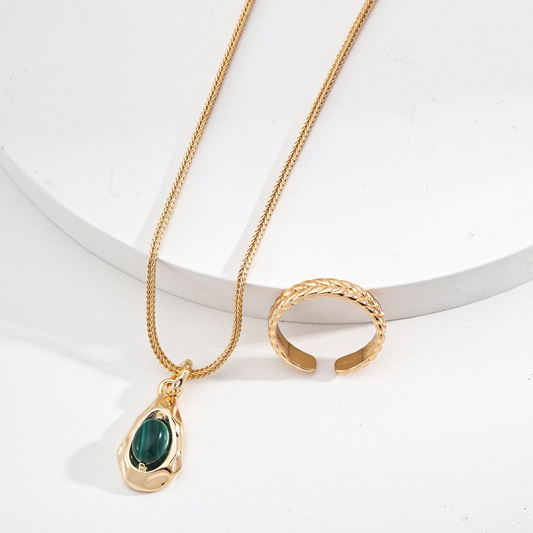 S925 Silver Tiger’s Eye & Malachite Pendant Necklace