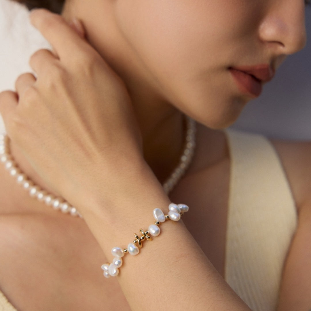 Elegant Chaos — Natural Baroque Pearl Sterling Silver Bracelet