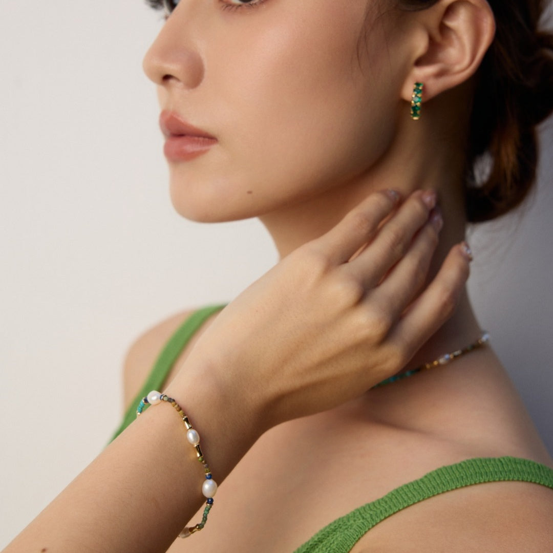 S925 Sterling Silver Pearl & Gemstone Jewelry Bracelet – with Lapis Lazuli, Turquoise & Pearls