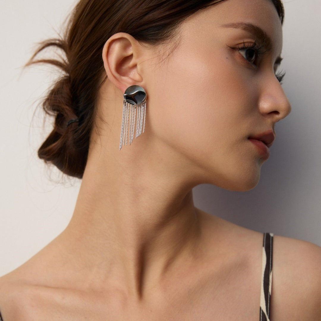 Elegant Mother of Pearl Tassel Earrings | 925 Sterling Silver Dangle Earrings | Minimalist Shell Drop Earrings for Women