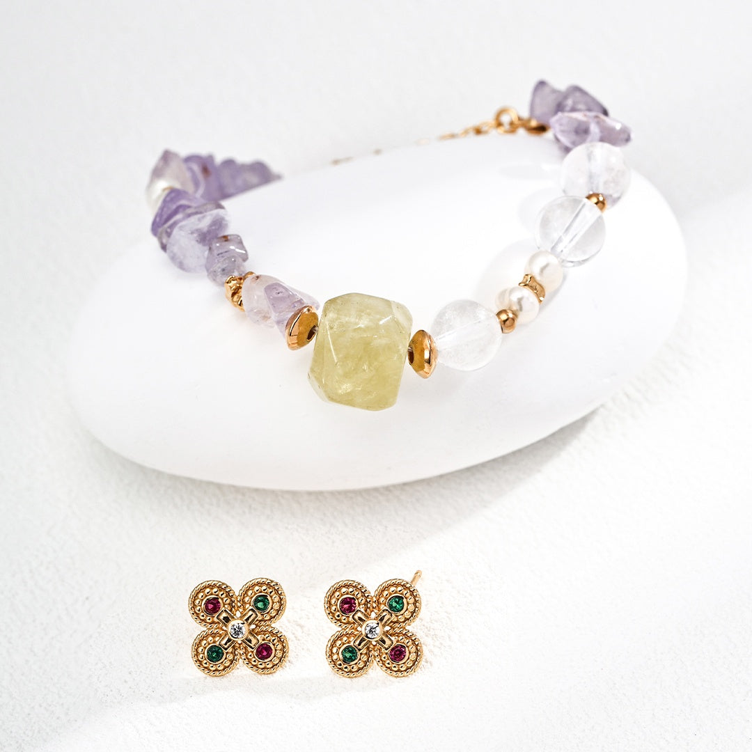 Vintage Glamour S925 Sterling Silver Zircon Earrings | Elegant Floral Studs in Gold & Platinum Tones