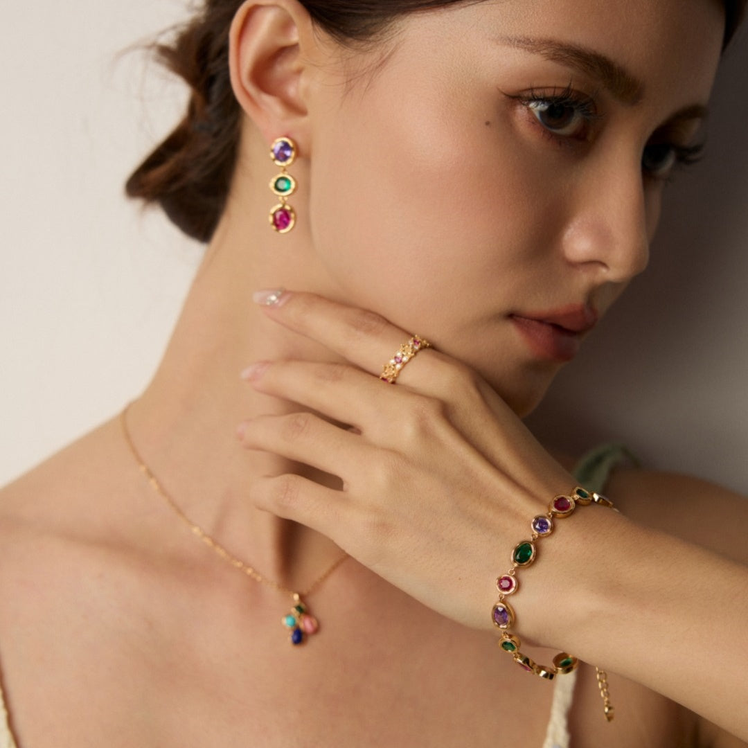 S925 Sterling Silver Multicolor Zircon Drop Earrings | Elegant Dangle Jewelry for Women
