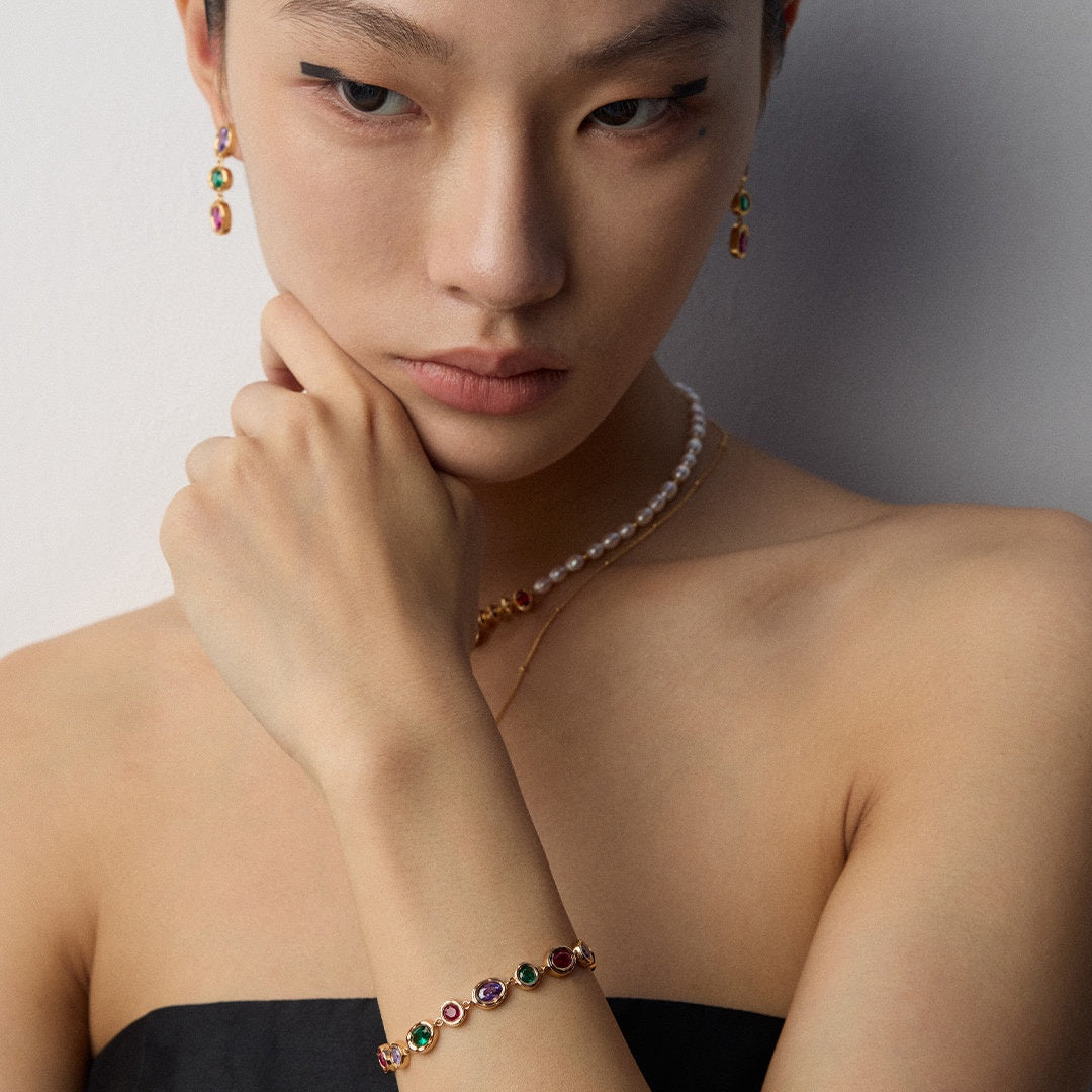 S925 Sterling Silver Multicolor Zircon Drop Earrings | Elegant Dangle Jewelry for Women