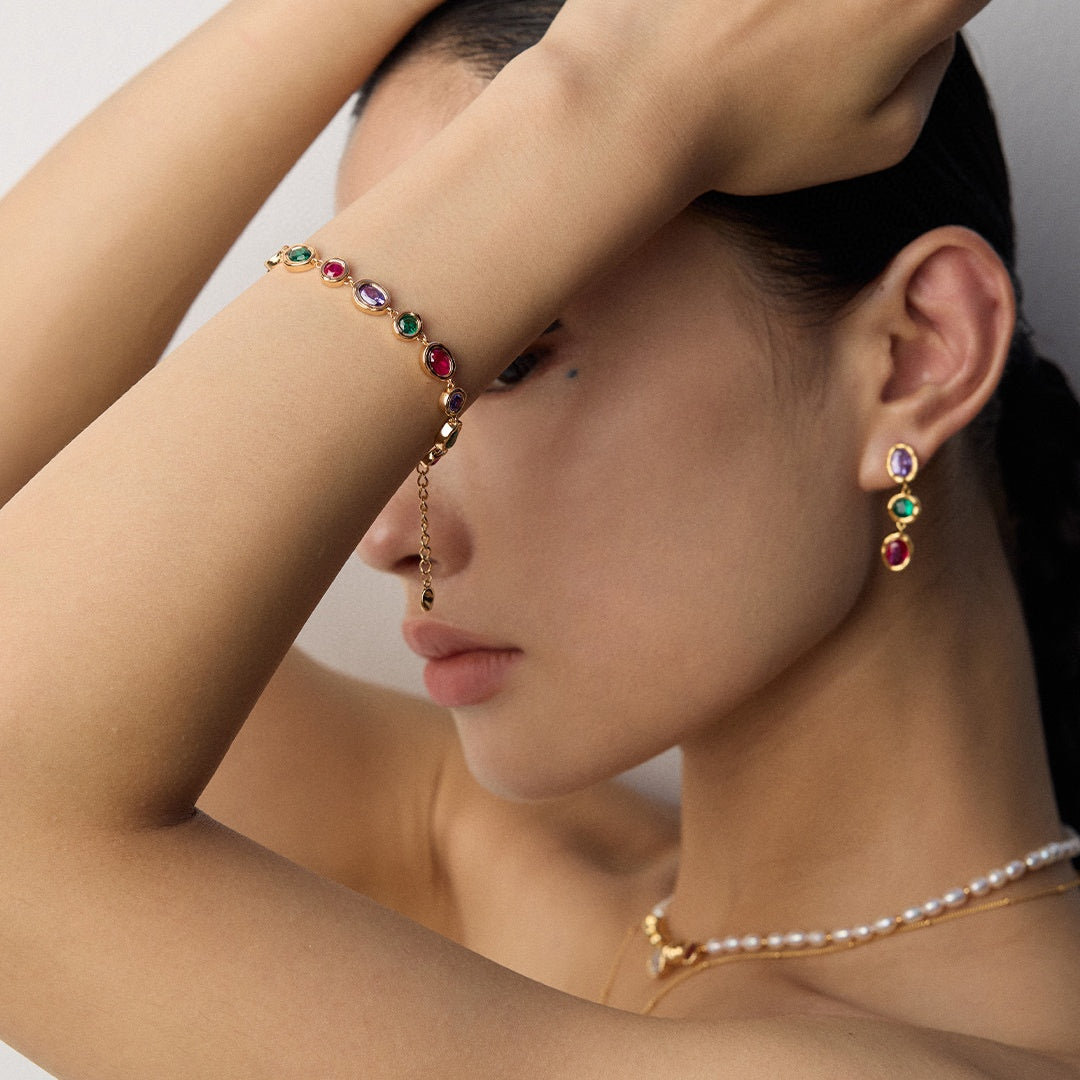 S925 Sterling Silver Multicolor Zircon Drop Earrings | Elegant Dangle Jewelry for Women