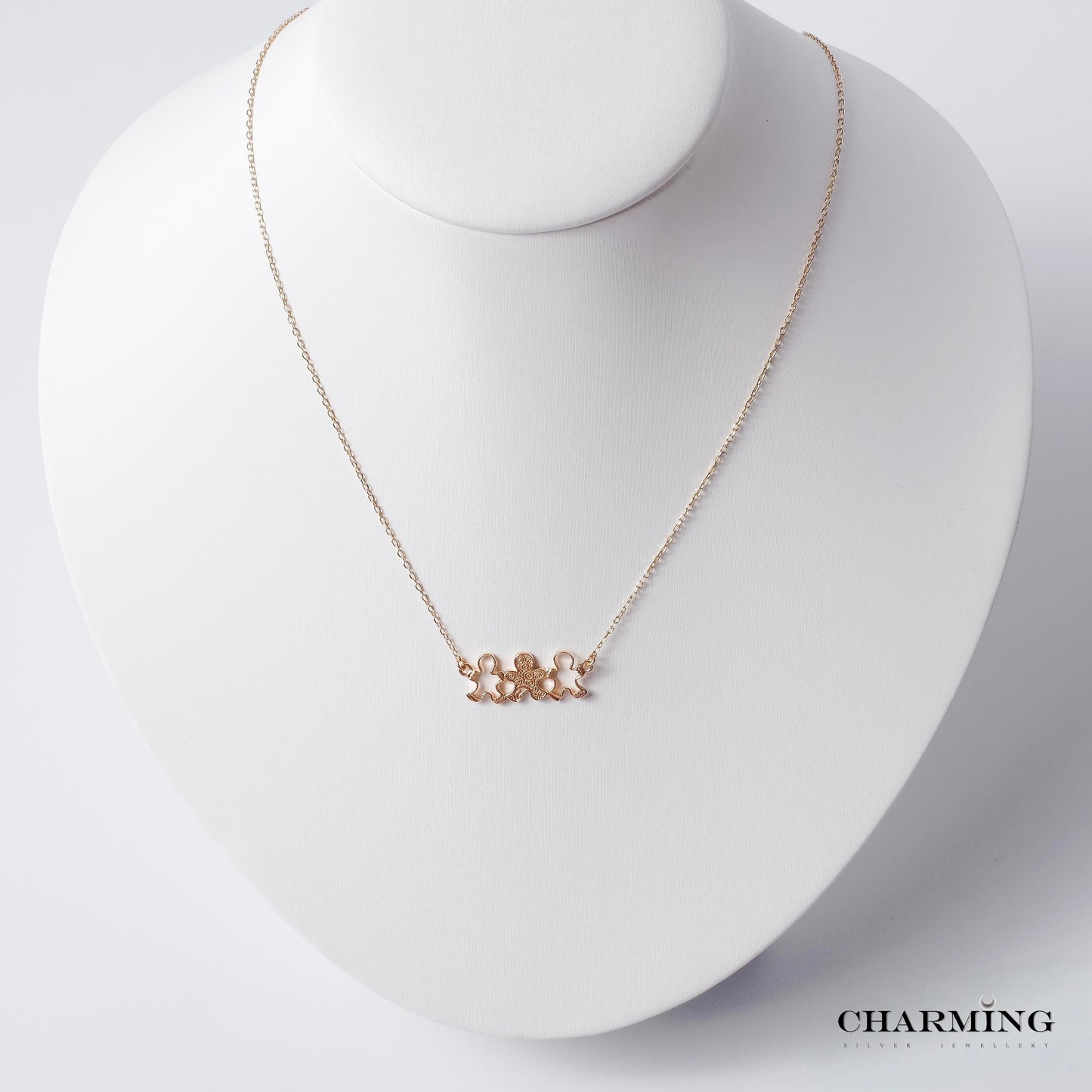 925 Sterling Silver Gingerbread Family Necklace