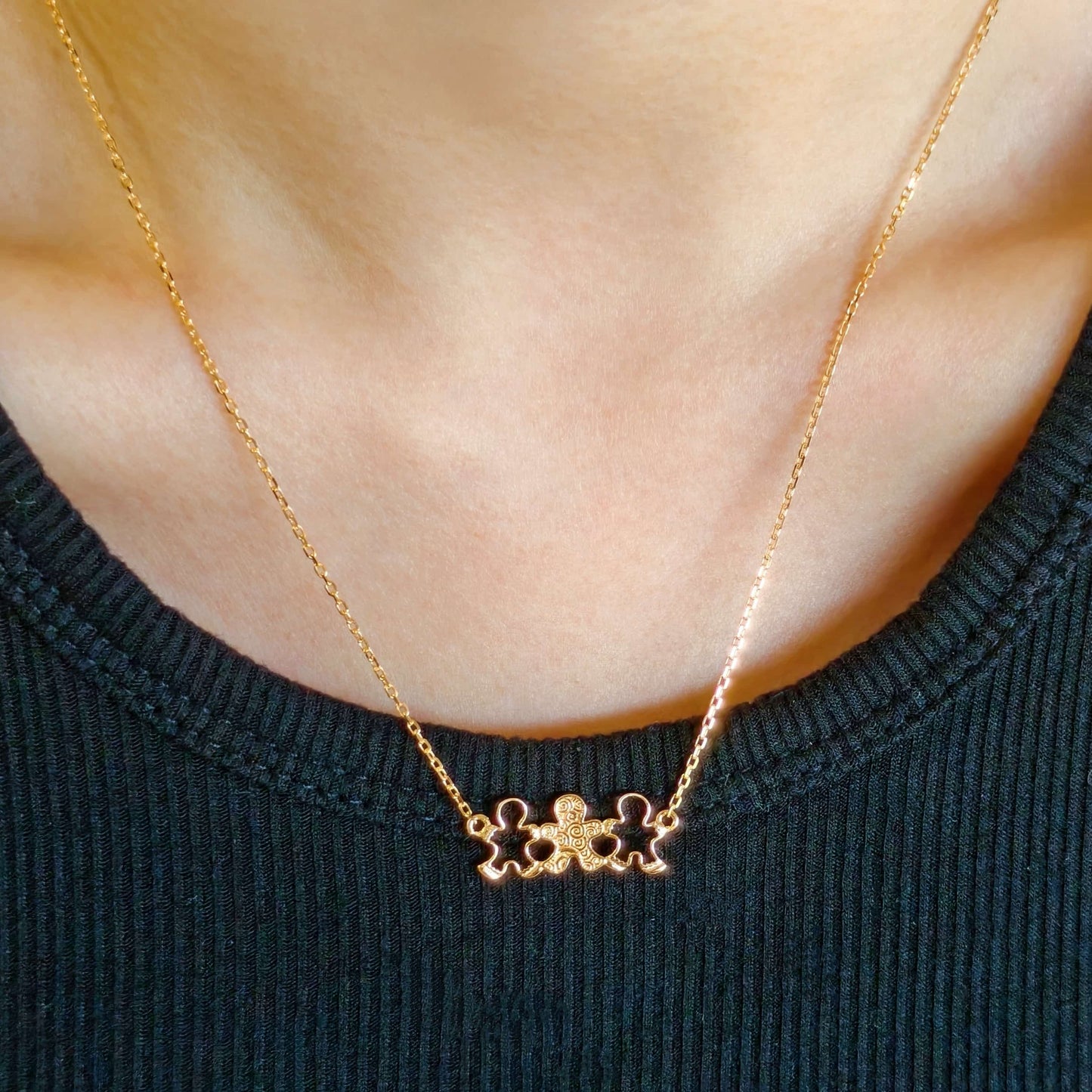 925 Sterling Silver Gingerbread Family Necklace