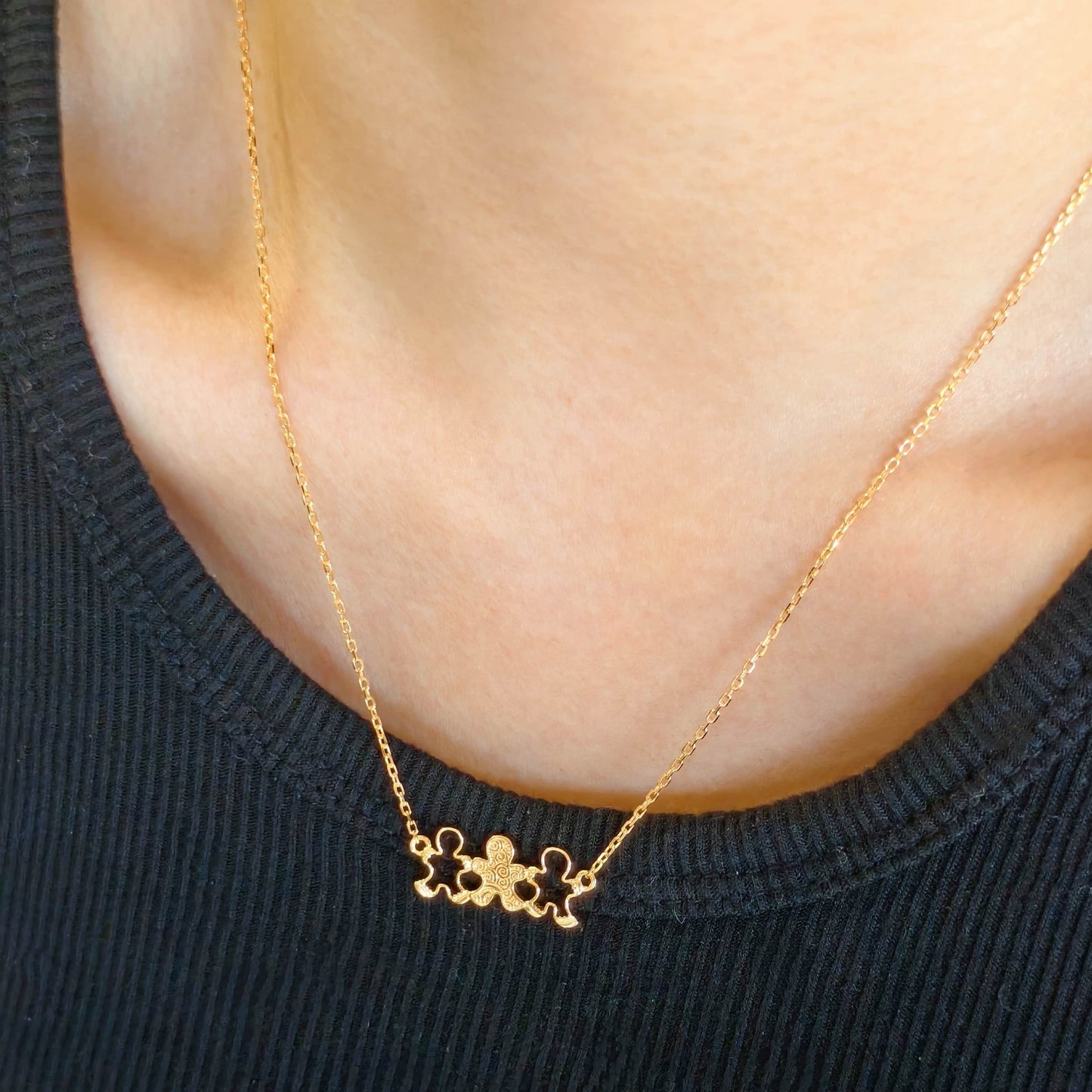 925 Sterling Silver Gingerbread Family Necklace