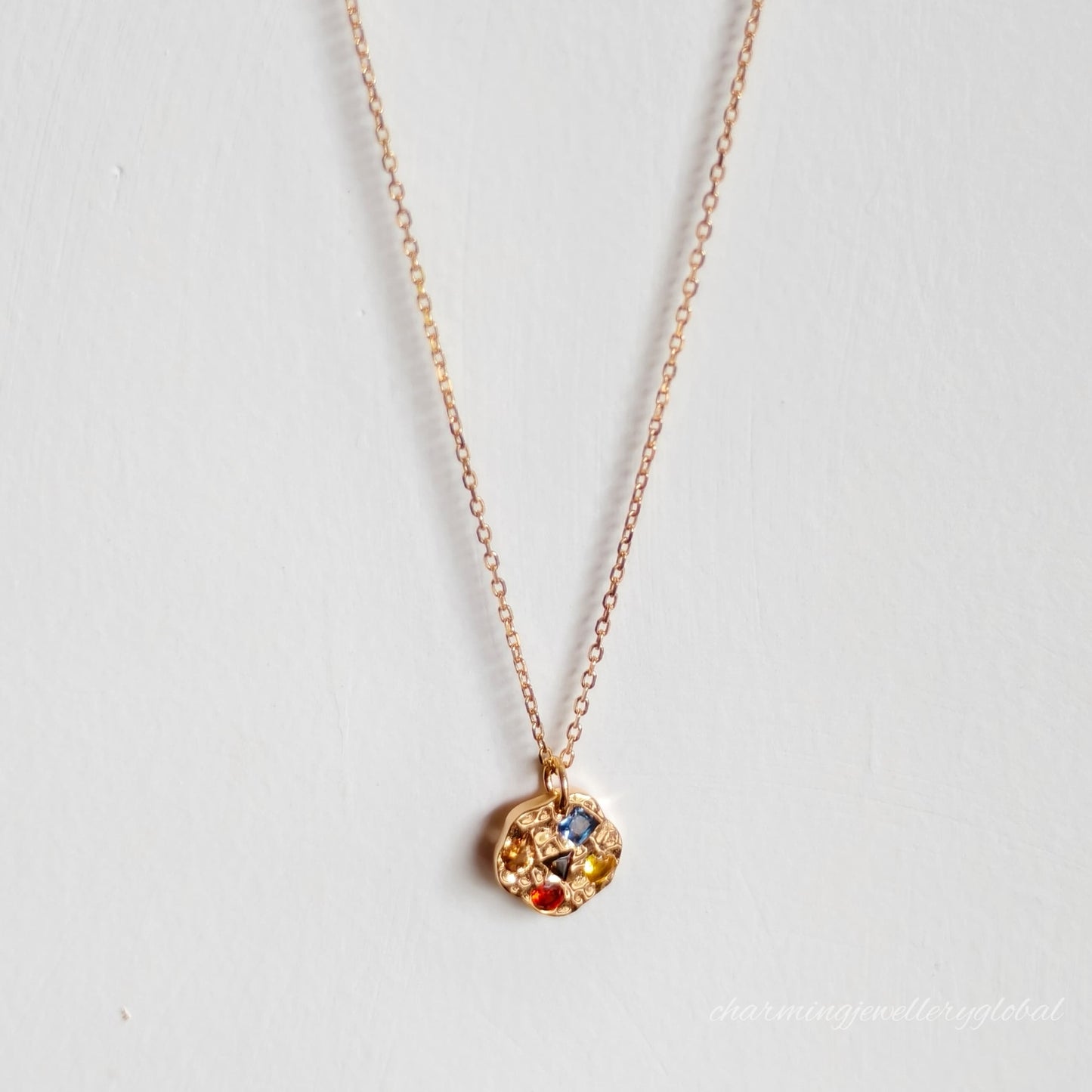 Gem Cookie Necklace – S925 Sterling Silver Whimsical Pendant with Rainbow Gemstones