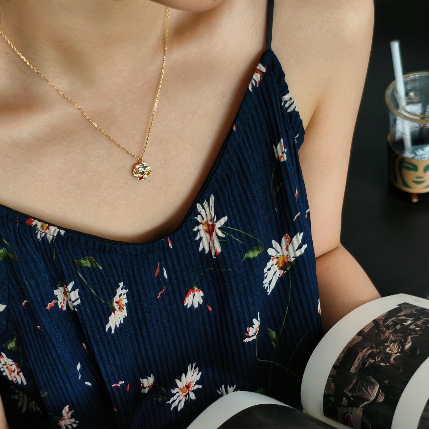 Gem Cookie Necklace – S925 Sterling Silver Whimsical Pendant with Rainbow Gemstones