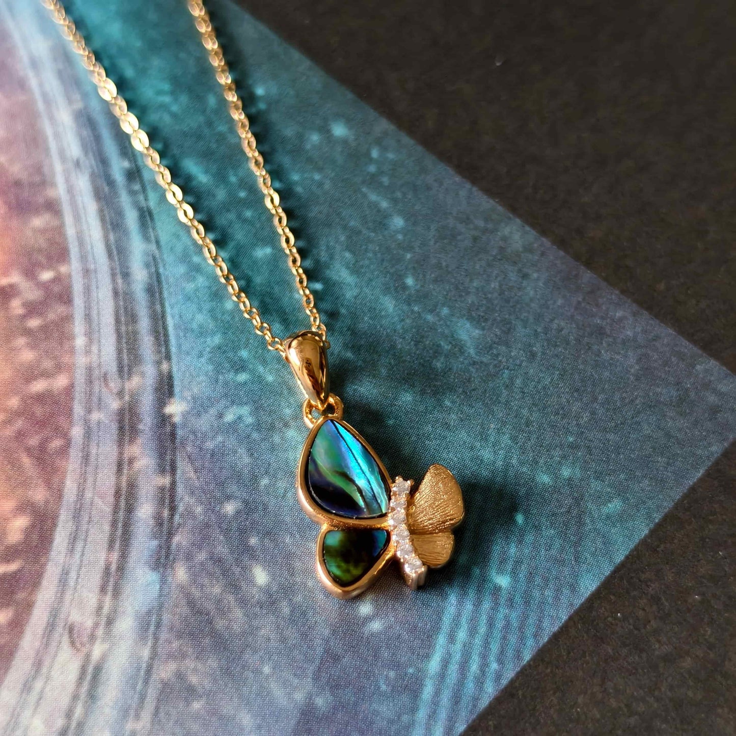 Iridescent Mother-of-Pearl Butterfly Necklace – S925 Sterling Silver Pendant for Women
