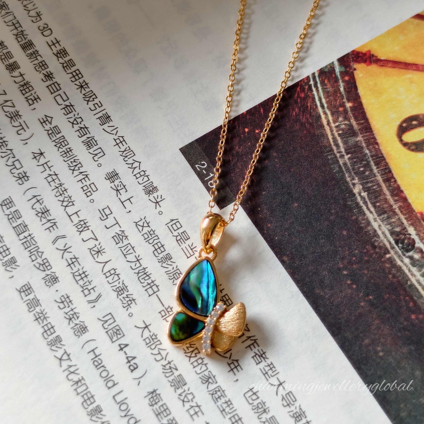 Iridescent Mother-of-Pearl Butterfly Necklace – S925 Sterling Silver Pendant for Women