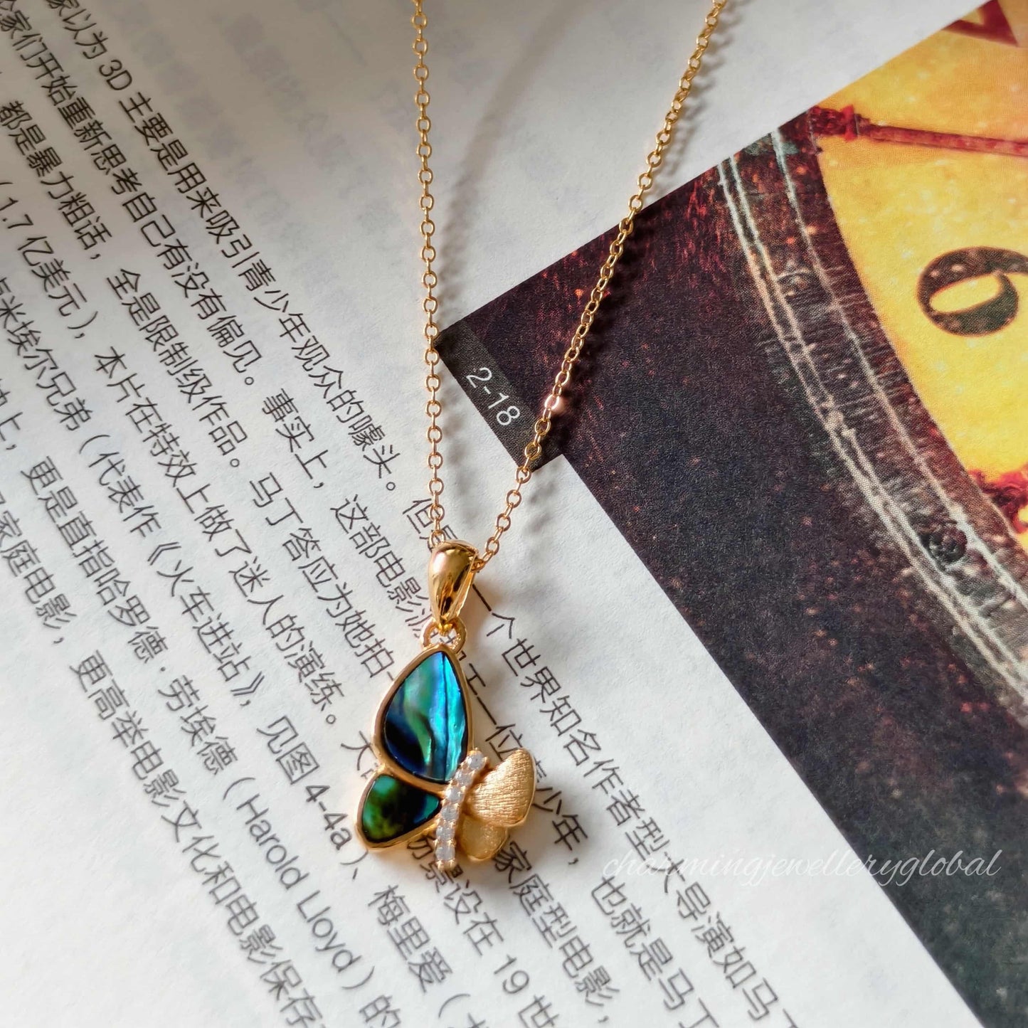 Iridescent Mother-of-Pearl Butterfly Necklace – S925 Sterling Silver Pendant for Women