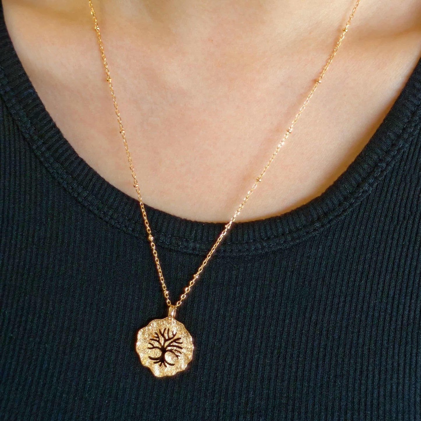 Tree of Life Necklace – 925 Sterling Silver with 18K Gold Plating | Symbolic 3D Design for Hope & Growth