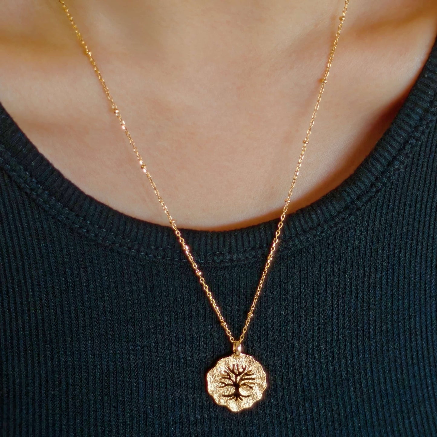 Tree of Life Necklace – 925 Sterling Silver with 18K Gold Plating | Symbolic 3D Design for Hope & Growth