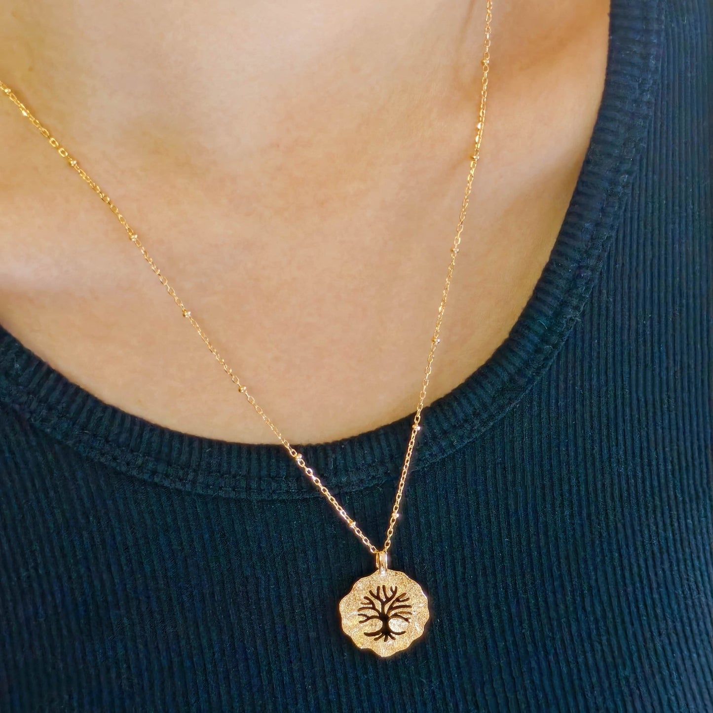 Tree of Life Necklace – 925 Sterling Silver with 18K Gold Plating | Symbolic 3D Design for Hope & Growth