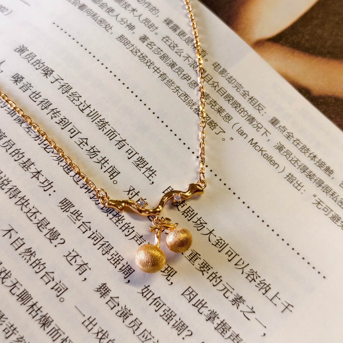 Sterling Silver Cherry Pendant Necklace – Vintage Gold Twin Fruit-Inspired Jewelry