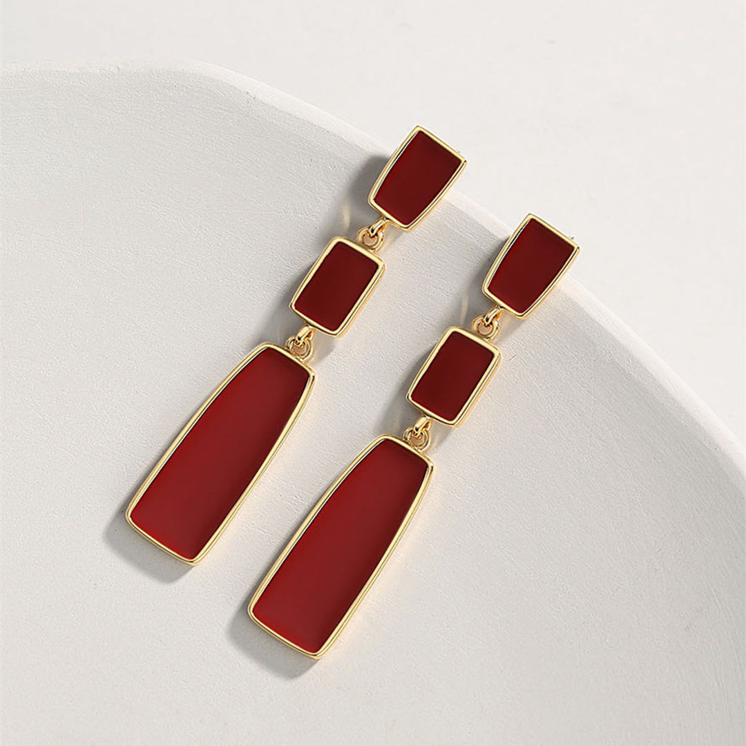 Drape Chinese Red Uranium Drop Earrings