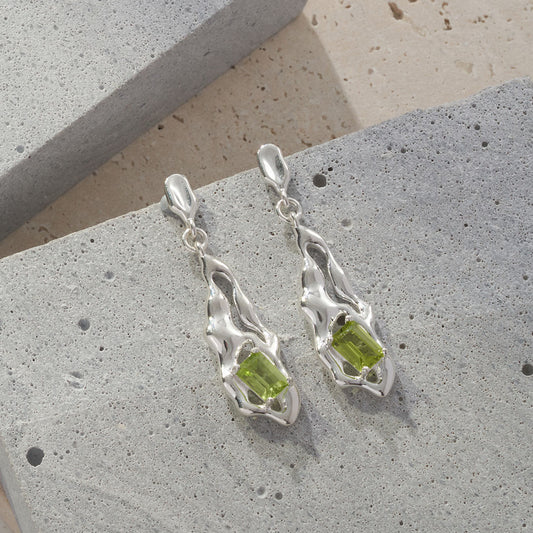 Natural Peridot Sterling Silver Earrings