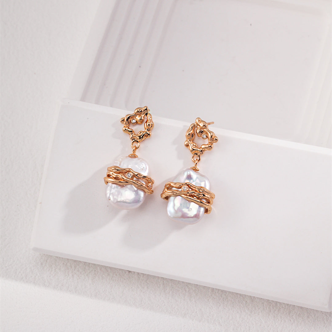 Vintage Baroque Pearl Earrings