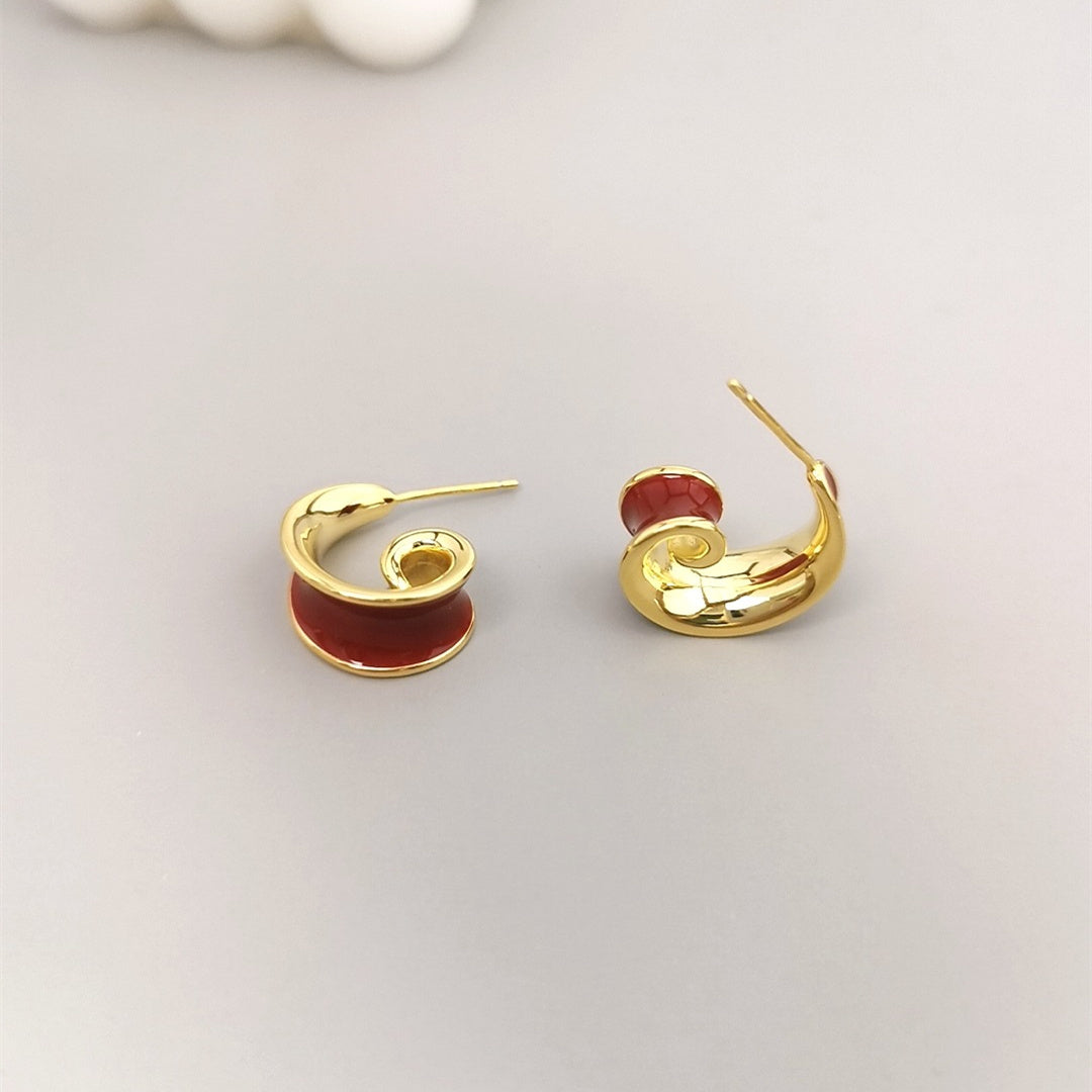 Vintage Sterling Silver Drip Enamel Earrings