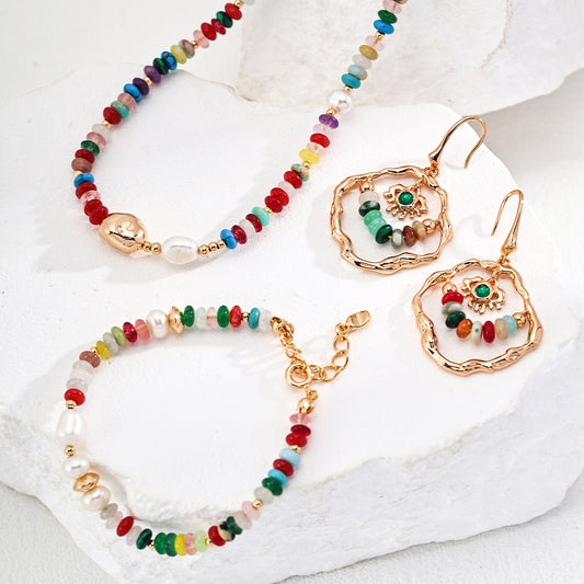 Dopamine-Inspired S925 Sterling Silver Pearl & Gemstone Jewelry Set