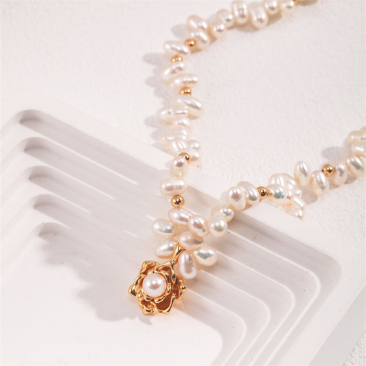 Camellia Vintage Pearl Necklace