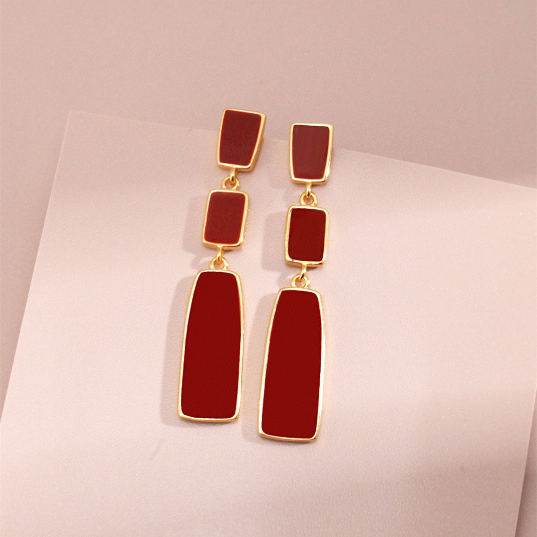 Drape Chinese Red Uranium Drop Earrings