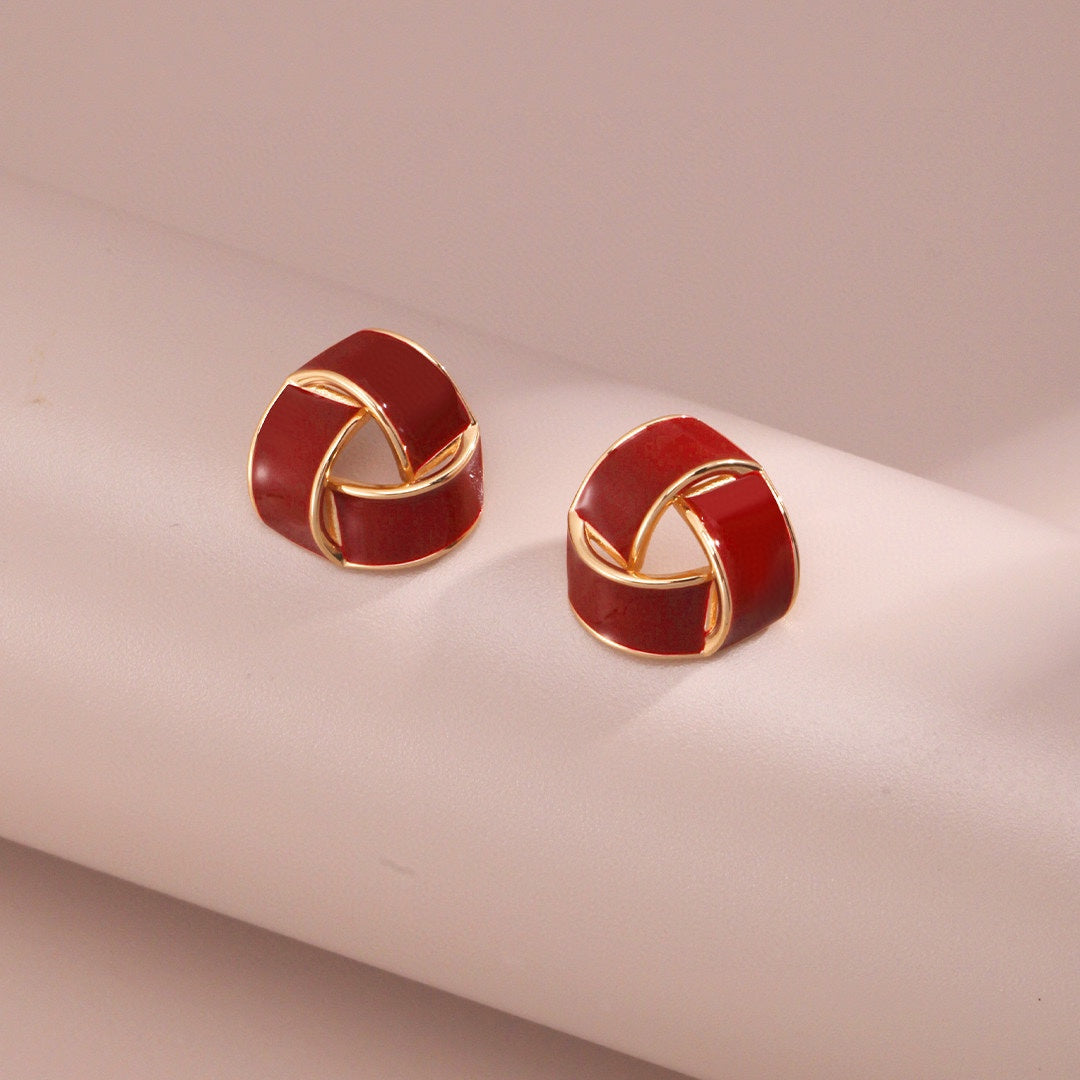 China Red Woven Drop Uranium Earrings