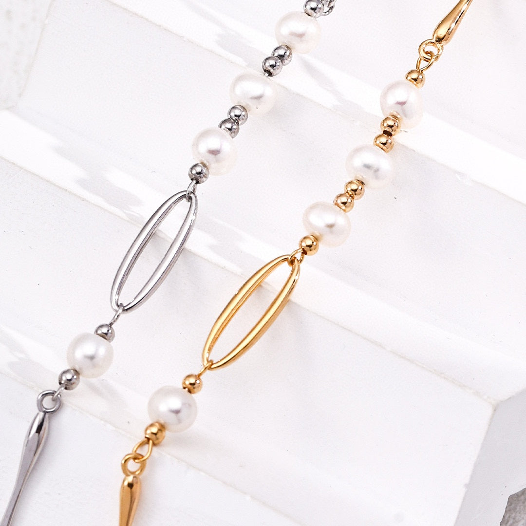 S925 Sterling Silver Natural Pearl Necklace – Elegant Minimalist Design Jewelry for Women