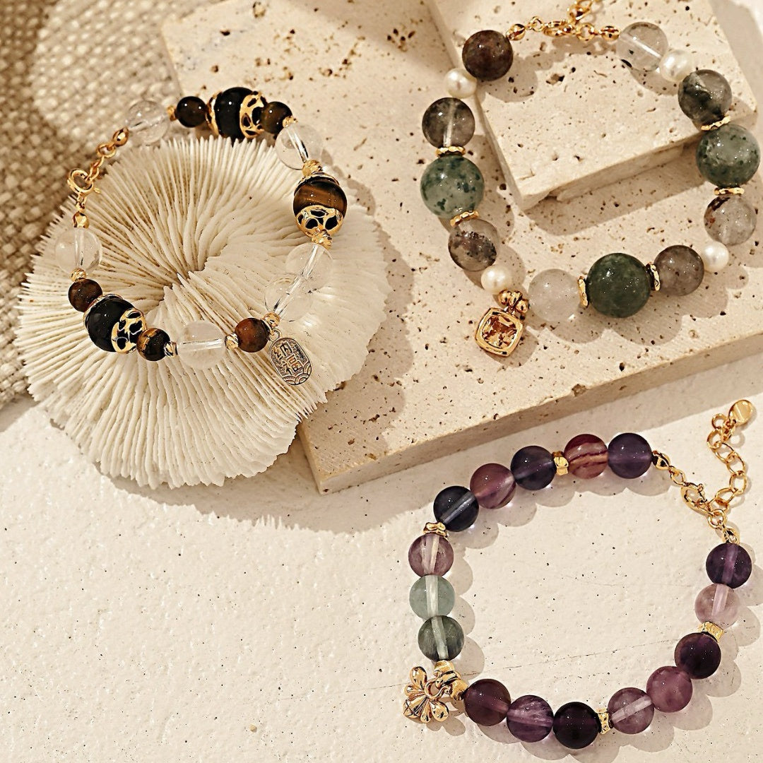 Lucky Wealth Bracelet | S925 Sterling Silver Tiger Eye, Black Onyx & Crystal Beads