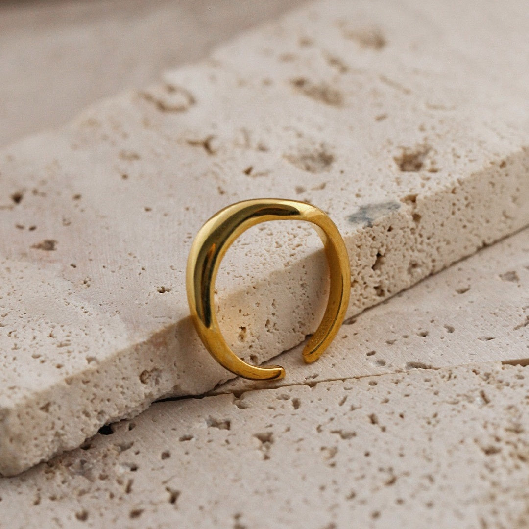 Minimalist S925 Sterling Silver Open Ring – Adjustable Gold & Silver Finish | Modern Unisex Jewelry